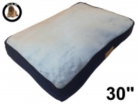 Ellie-Bo Medium Dog Bed with Blue Corduroy Sides and Grey Faux Fur Topping to fit 30 inch Dog Cage